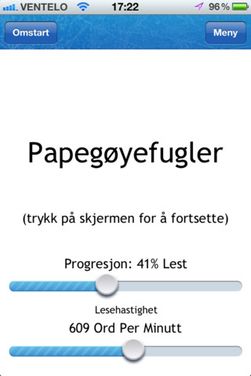 Velg en passende lesehastighet.